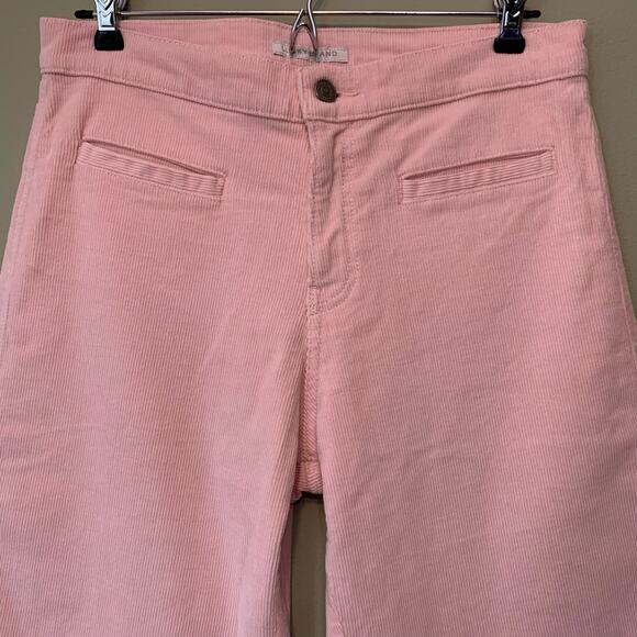 Lucky Brand Pants Women 8/29 Pink Corduroy Stretch Mid-Rise Crop Wide Leg Pocket - Picture 3 of 10
